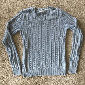 IZOD GREY CABLE KNIT V-NECK SWEATER -SIZE SMALL